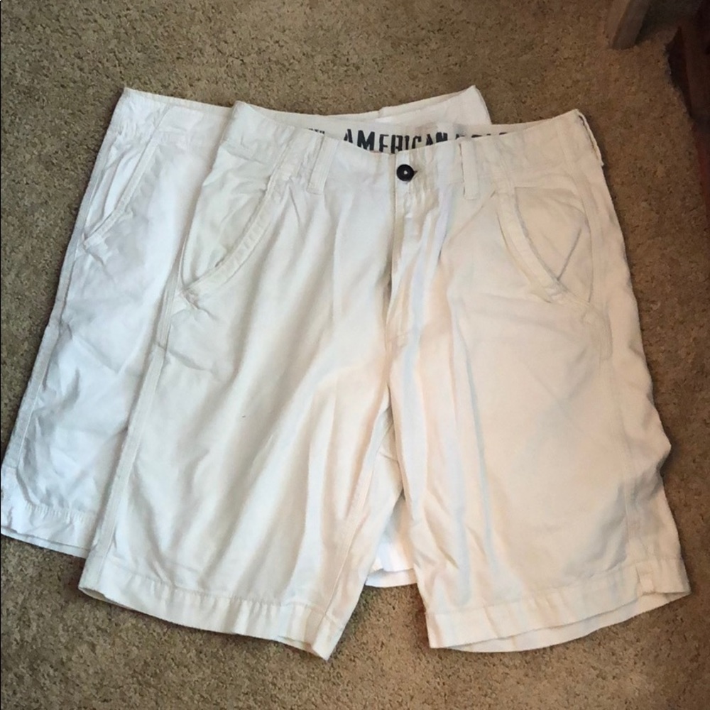 American Eagle white and khaki shorts